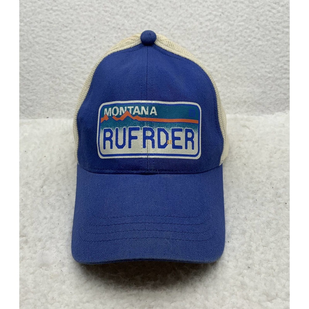 American Eagle Trucker Hat Mesh Snapback Montana RUFRDR License Plate Retro Blue